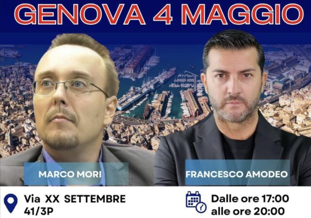 La presentazione a Genova della lista Libertà con Mori e Amodeo La presentazione a Genova della lista Libertà con Mori e Amodeo
