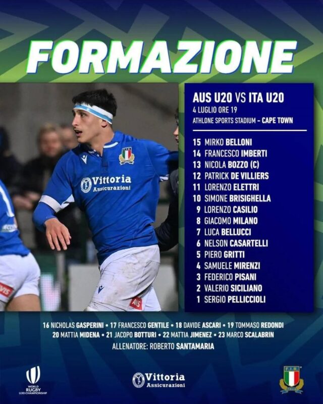 Nicola Bozzo, atleta Recchese capitano nella partita contro l’Australia. 