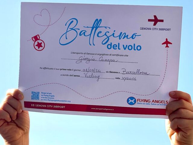 Battesimo del volo per i piccoli viaggiatori da Genova