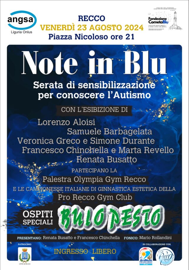 Recco si tinge di blu per l'autismo: una serata tra musica e riflessioni Recco si tinge di blu per l'autismo: una serata tra musica e riflessioni