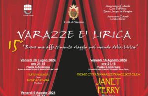 “Varazze è Lirica” Venerdì 9 alle ore 21.15 Varazze è Lirica Venerdì 9 alle ore 21.15, la suggestiva Piazza S. Ambrogio ospiterà il secondo appuntamento