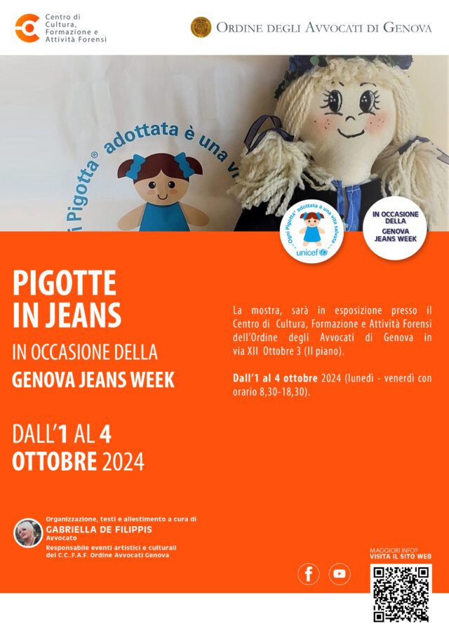 Pigotte in JEANS e Dipinto in JEANS In occasione della “Genova JEANS Week” Pigotte in JEANS e Dipinto in JEANS In occasione della “Genova JEANS Week”