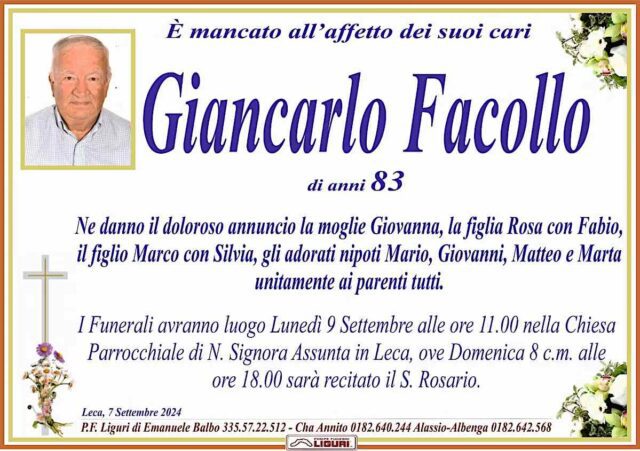 Addio a Giancarlo Facollo, figura storica dell'agricoltura savonese Addio a Giancarlo Facollo, figura storica dell'agricoltura savonese