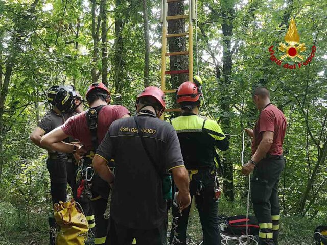Pilota di parapendio bloccata su un albero a 20 metri Pilota di parapendio bloccata su un albero a 20 metri