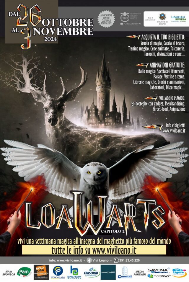 Lezioni di magia, spettacoli e cene a tema con “Loawarts” Loano Lezioni di magia, spettacoli e cene a tema con “Loawarts” Loano