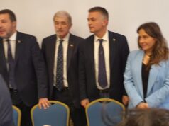 I ministri della Lega ieri a Genova I ministri della Lega ieri a Genova