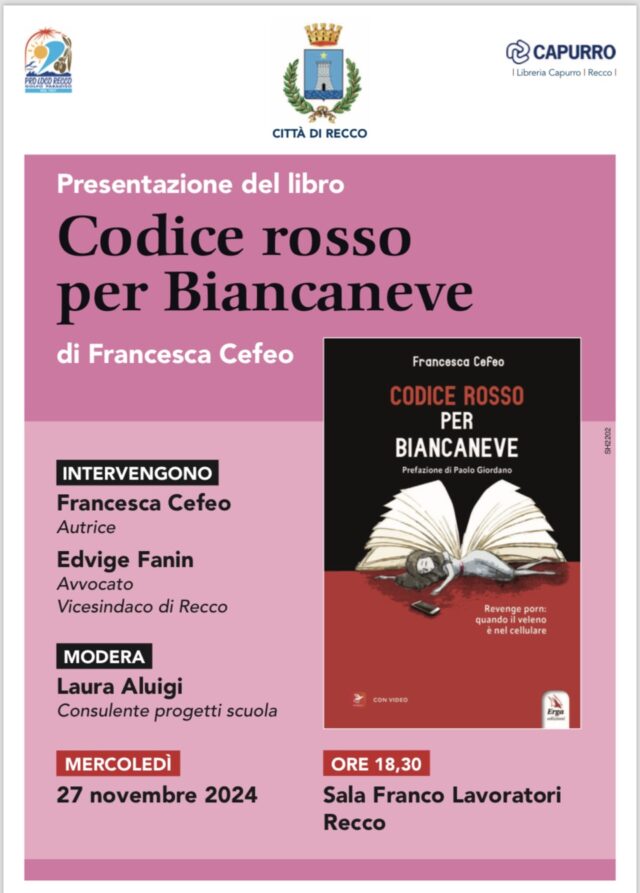 Recco, il libro di Francesca Cefeo: Codice rosso per Biancaneve Recco, il libro di Francesca Cefeo: Codice rosso per Biancaneve