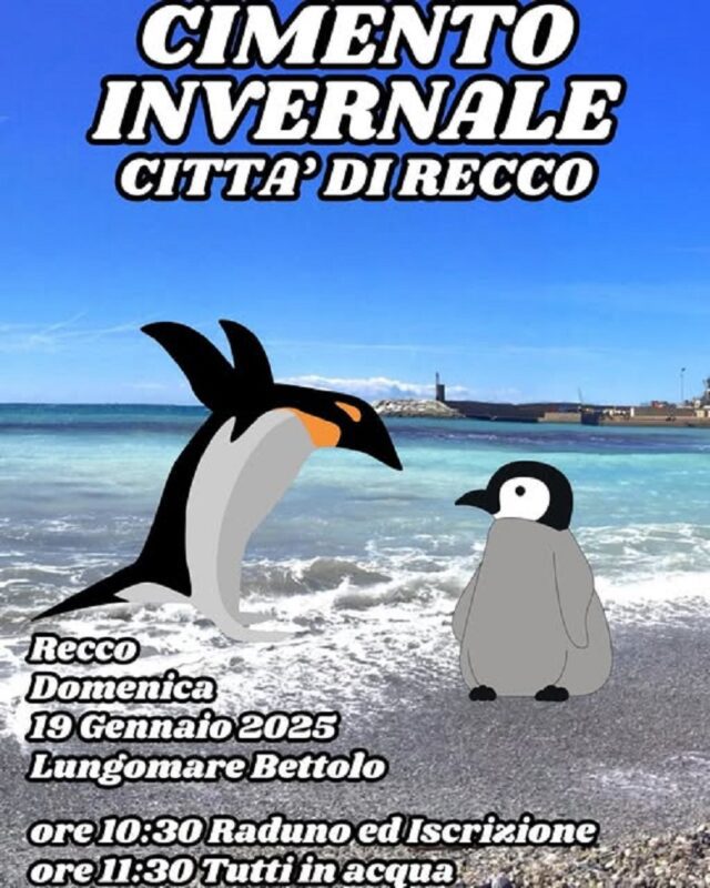 Recco, cimento invernale, sfida alle rigide temperature del mare Recco, cimento invernale, sfida alle rigide temperature del mare