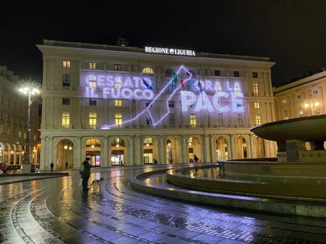 Sullo schermo della Regione un pensiero per la pace Sullo schermo della Regione un pensiero per la pace