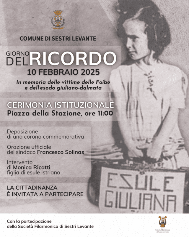 Sestri Levante celebra il Giorno del Ricordo Sestri Levante celebra il Giorno del Ricordo