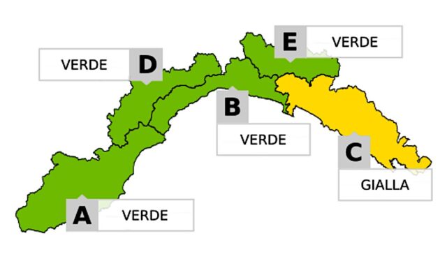 Arpal, allerta gialla per piogge e temporali sul levante dalle 21:00 di stasera