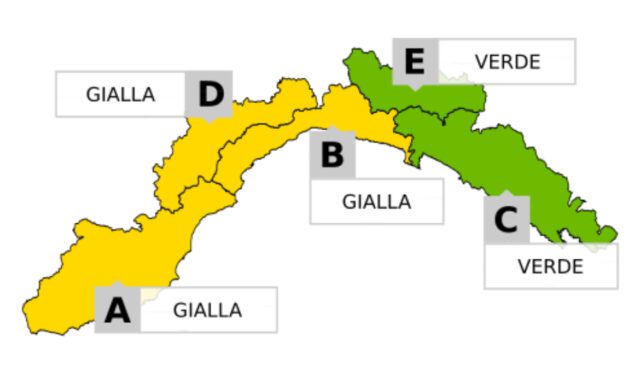 Arpal ha emesso allerta gialla per piogge e temporali