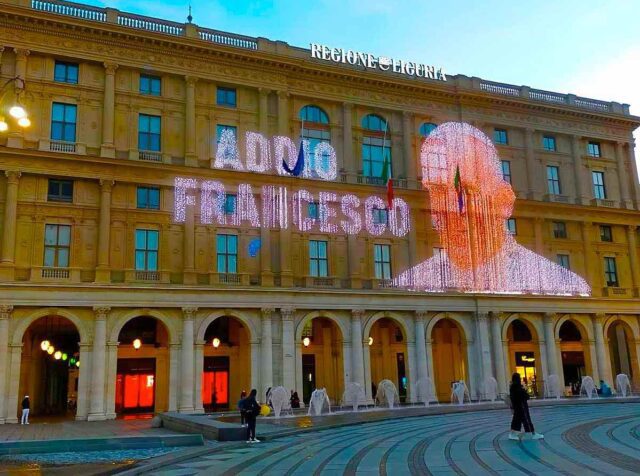 addio-francesco-regione-liguria Il maxischermo di Regione Liguria si illumina per Papa Francesco