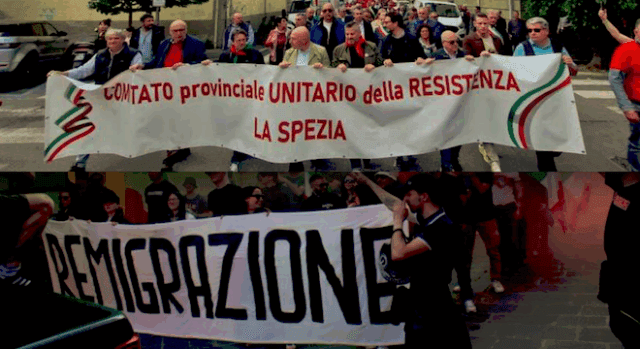corteo casapound antifa spezia