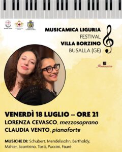 Locandina concerto 18 luglio 2025-Musica da camera con Lorenza Cevasco e Claudia Vento