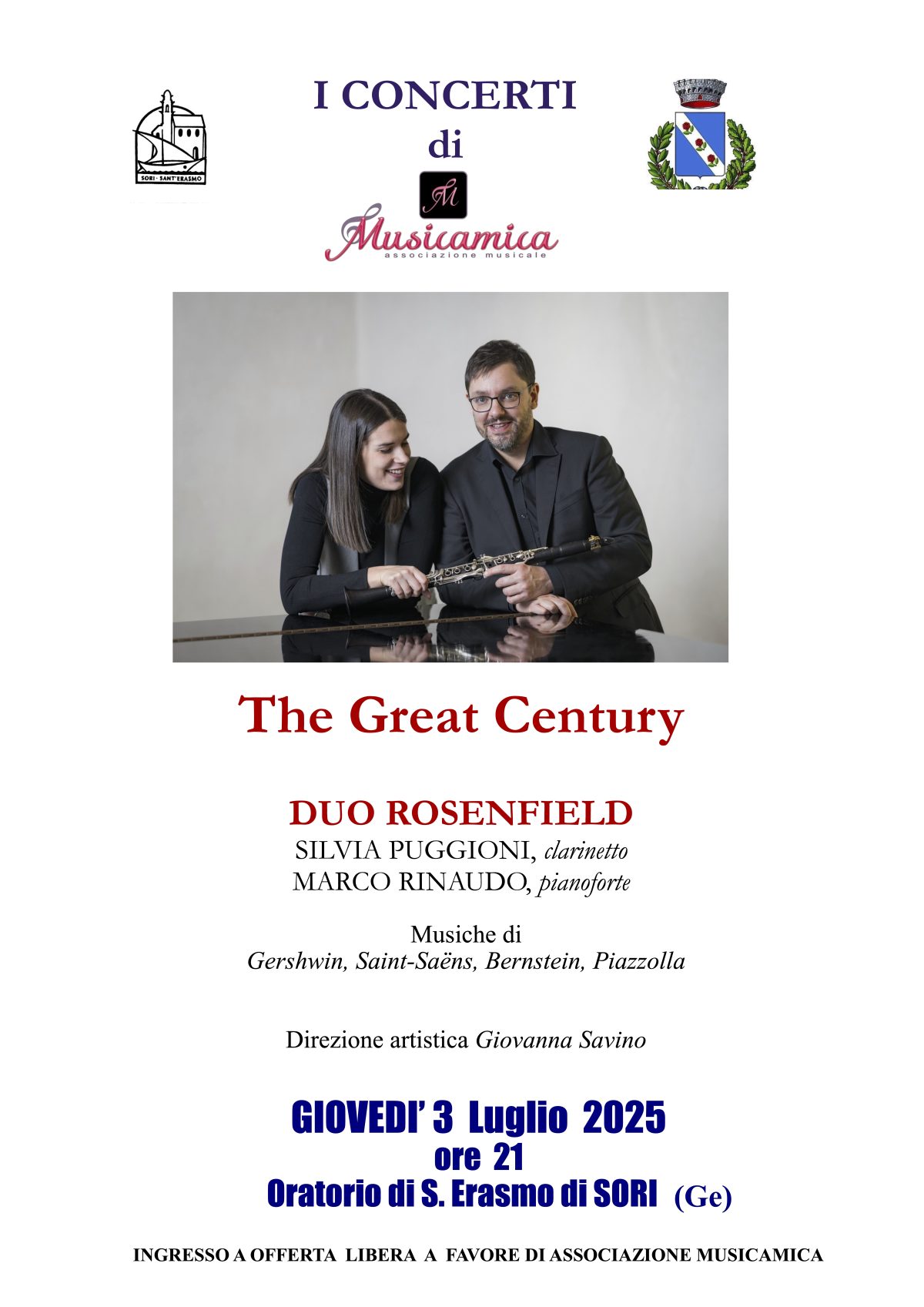 Rosenfield Duo in The Great Century-Locandina concerto del 3 luglio 2025 a Sori