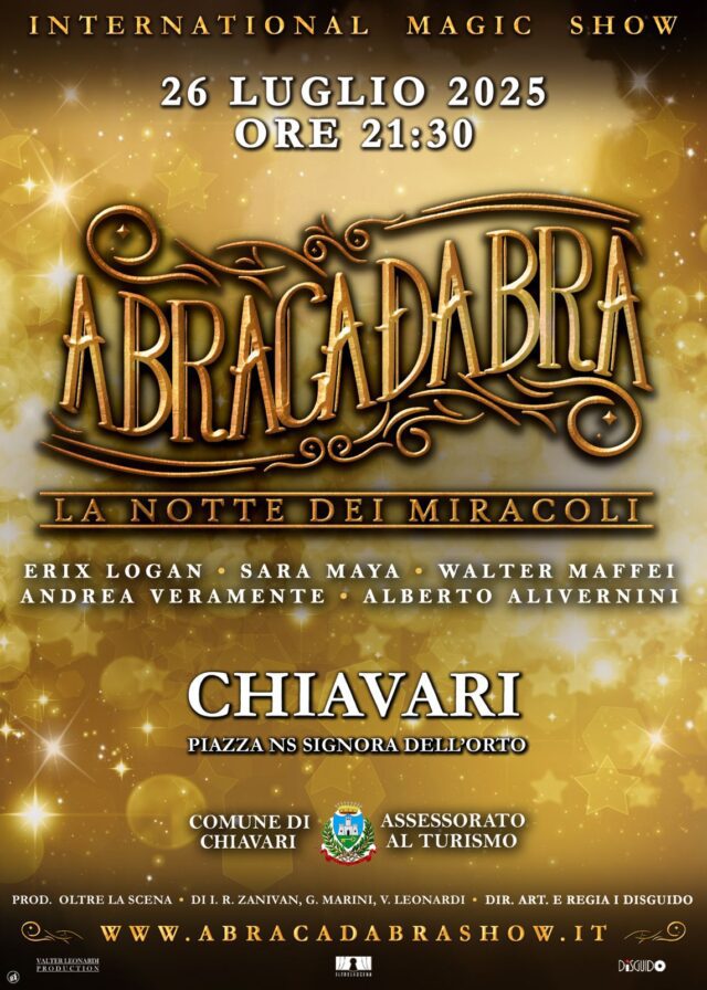 Torna la magia a Chiavari con lo spettacolo sotto le stelle “ABRACADABRA Torna la magia a Chiavari con lo spettacolo sotto le stelle “ABRACADABRA