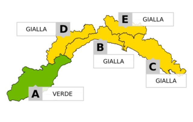 Allerta gialla per temporali in Liguria Allerta gialla per temporali in Liguria