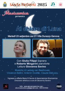Al chiaro di Luna-Locandina concerto 23 settembre 2025 con Giulia Filippi e Roberto Mingarini a Villa Durazzo