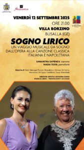 Sogno Lirico con Samantha Sapienza e Nadia Testa-Locandina concerto 12 settembre 2025 a Villa Borzino di Busalla a Genova