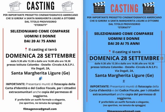 casting santa margherita ligure Casting a Santa Margherita Ligure per la serie americana Eternity