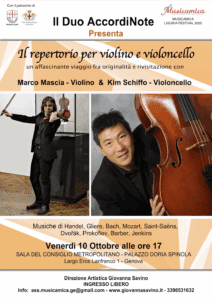 Locandina AccordiNote-Concerto 10 ottobre 2025 Palazzo Doria Spinola a Genova