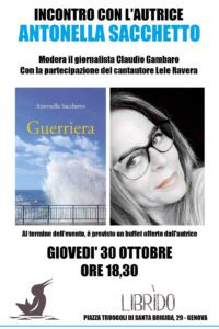 Presentazione libro Guerriera di Antonella Sacchetto-Locandina evento 30 ottobre 2025