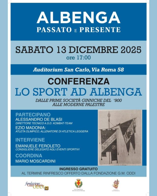 Domani ad Albenga si parlerà di sport
