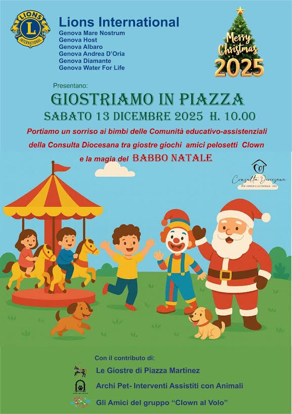 GIOSTRIAMO IN PIAZZA, Evento solidale 13 dicembre alle ore 10:00 in Piazza Martinez a Genova GIOSTRIAMO IN PIAZZA, Evento solidale 13 dicembre alle ore 10:00 in Piazza Martinez a Genova
