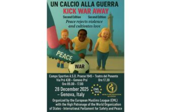 Genova, conto alla rovescia per “Un Calcio alla Guerra – Kick War Away” 2025: sport e pace il 28 dicembre a Pra’ Genova, conto alla rovescia per “Un Calcio alla Guerra – Kick War Away” 2025: sport e pace il 28 dicembre a Pra’