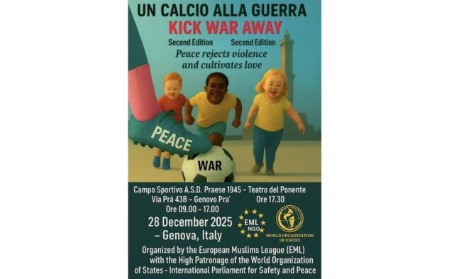 Genova, conto alla rovescia per “Un Calcio alla Guerra – Kick War Away” 2025: sport e pace il 28 dicembre a Pra’