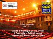 Lunedi 26 gennaio il Teatro Carlo Felice incontra i cittadini a Sampierdarena: appuntamento al Centro Civico Buranello.