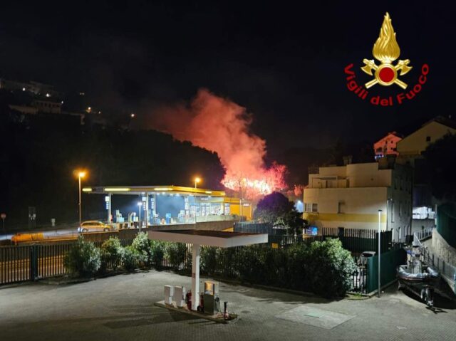 Incendio boschivo ad Arenzano: Vigili del Fuoco in azione dall’alba, area contenuta a mille metri quadrati